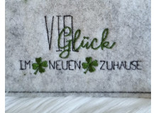 Stickdatei - Spruch Viel Glück im neuen zuhause